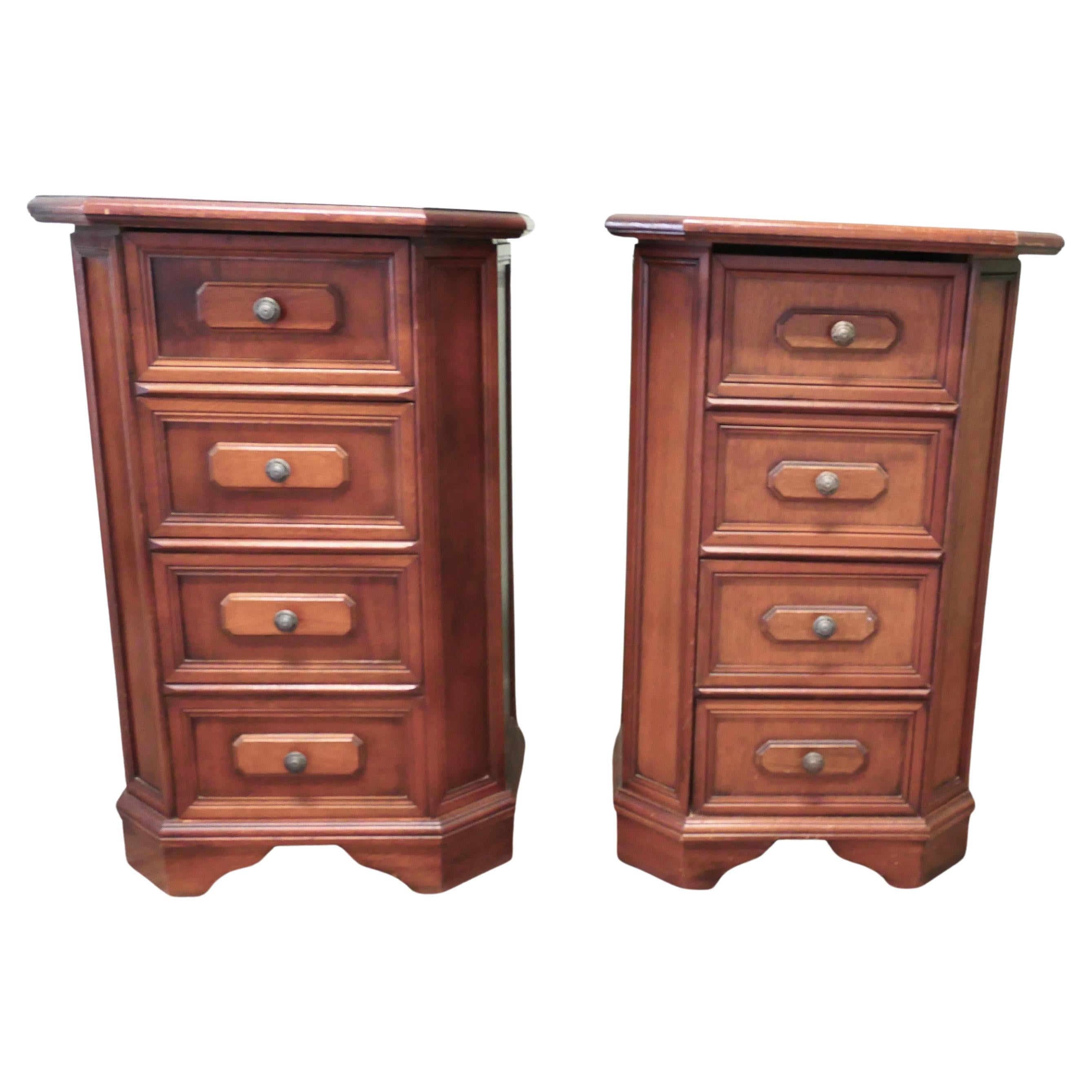 A Pair of Arts and Crafts Style 4 Drawer Chest of Drawers, Night Tables For Sale