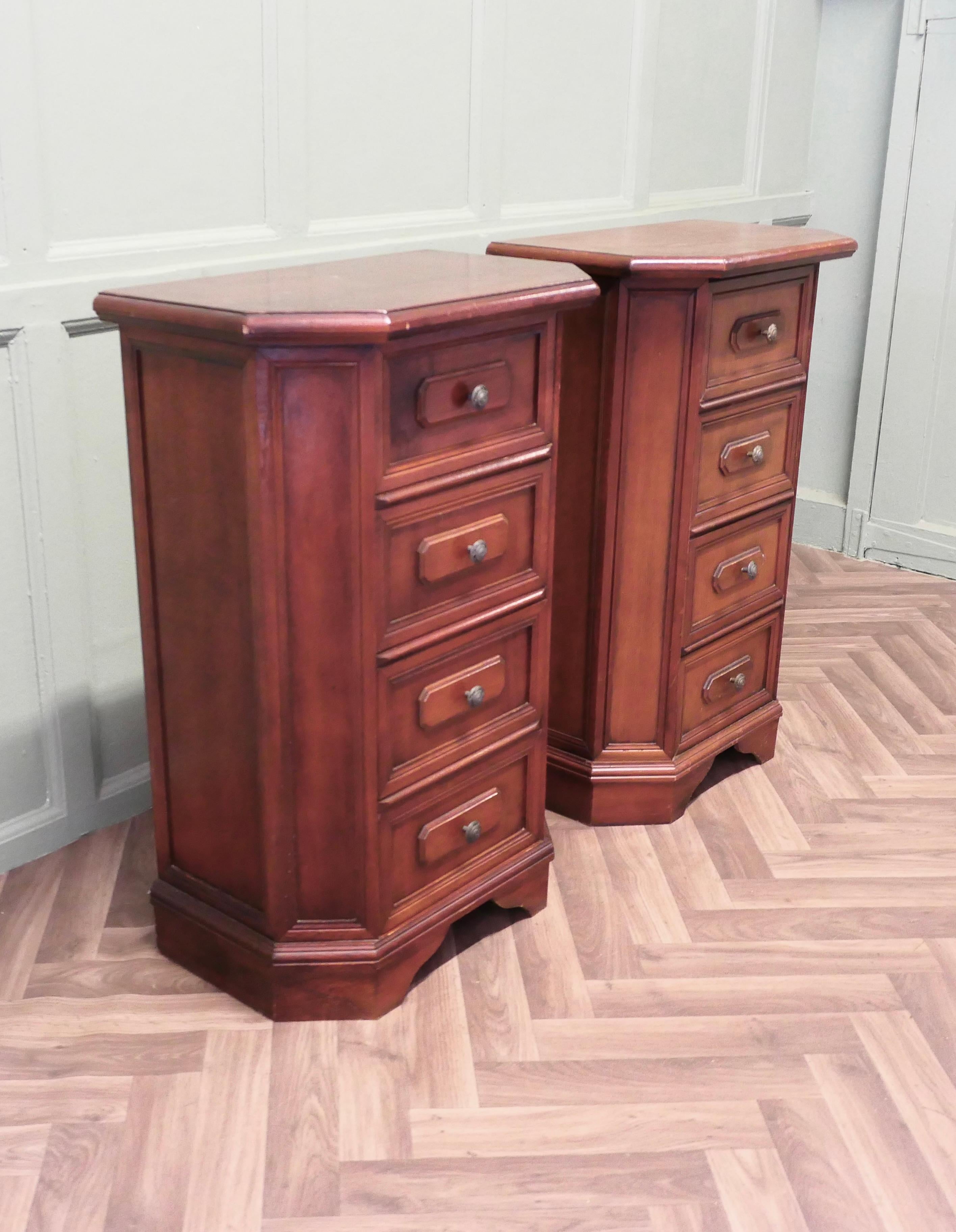 Mid-Century Modern A Pair of Arts and Crafts Style 4 Drawer Chest of Drawers, Night Tables For Sale