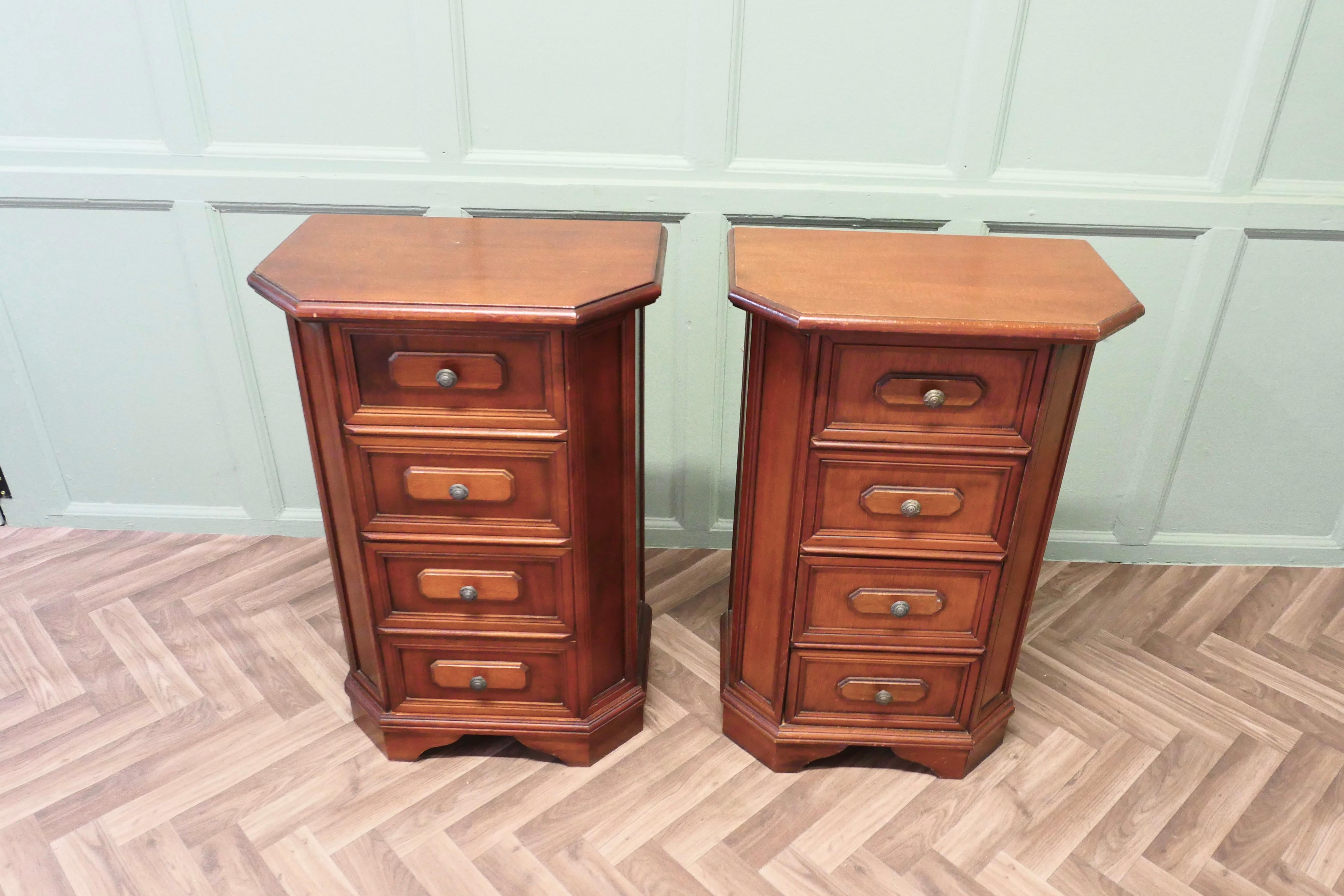 Cherry A Pair of Arts and Crafts Style 4 Drawer Chest of Drawers, Night Tables For Sale