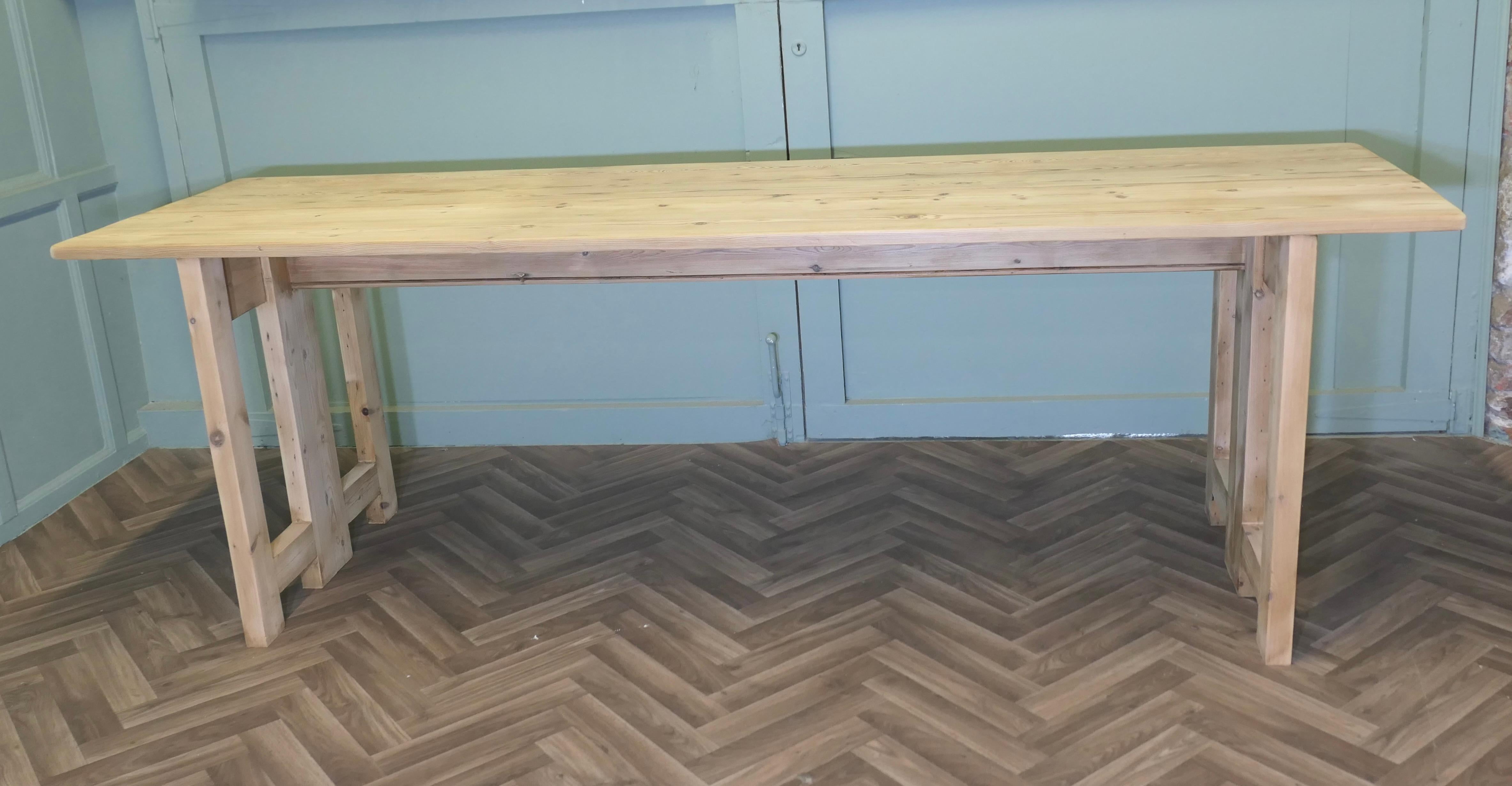 A Very Long Extending Pine Dining Table For Sale 2