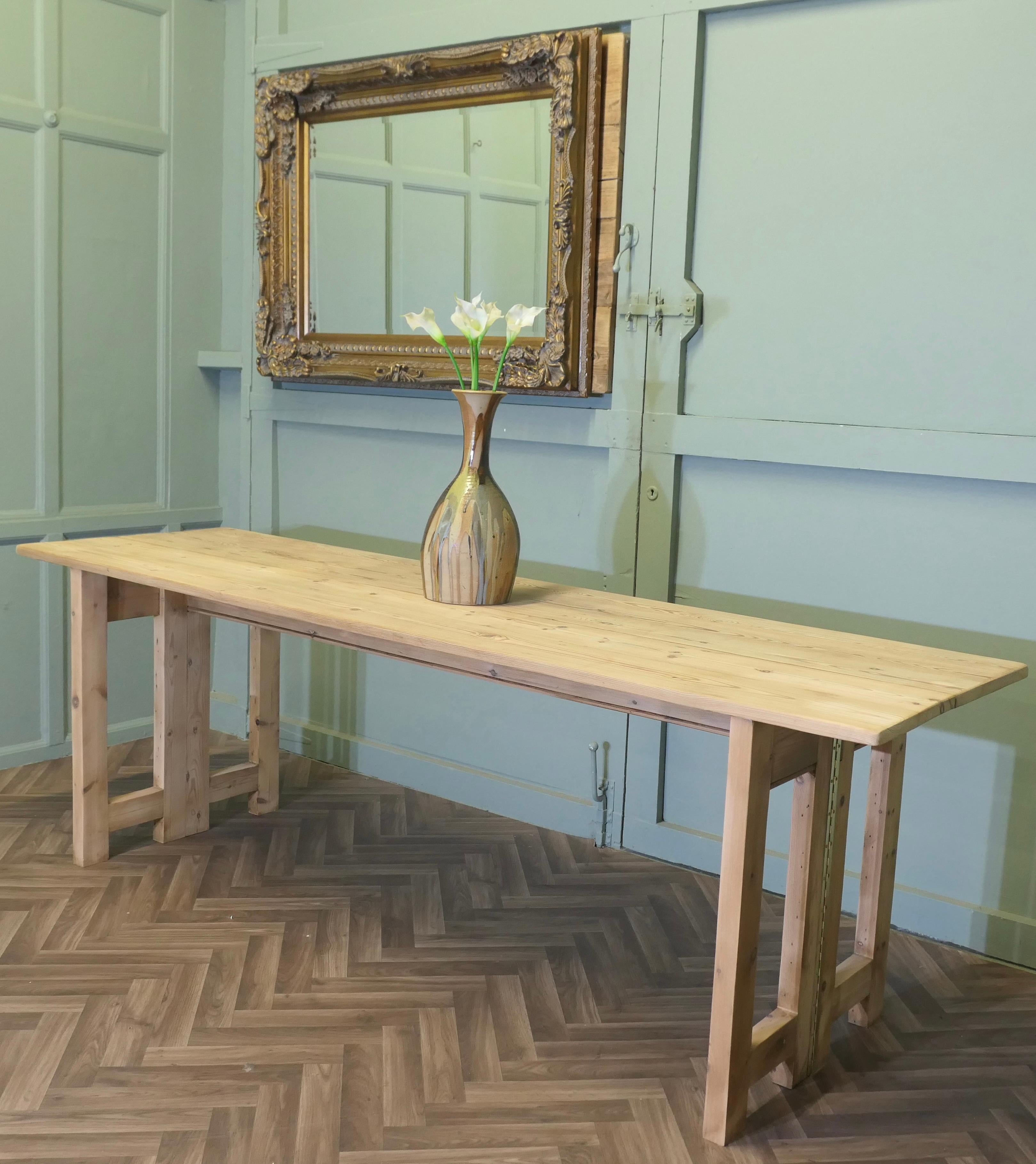 Country A Very Long Extending Pine Dining Table For Sale