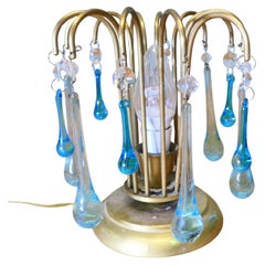 Turquoise Tear Drop Lustre Bed Side Lamp  A charming atmospheric little piece