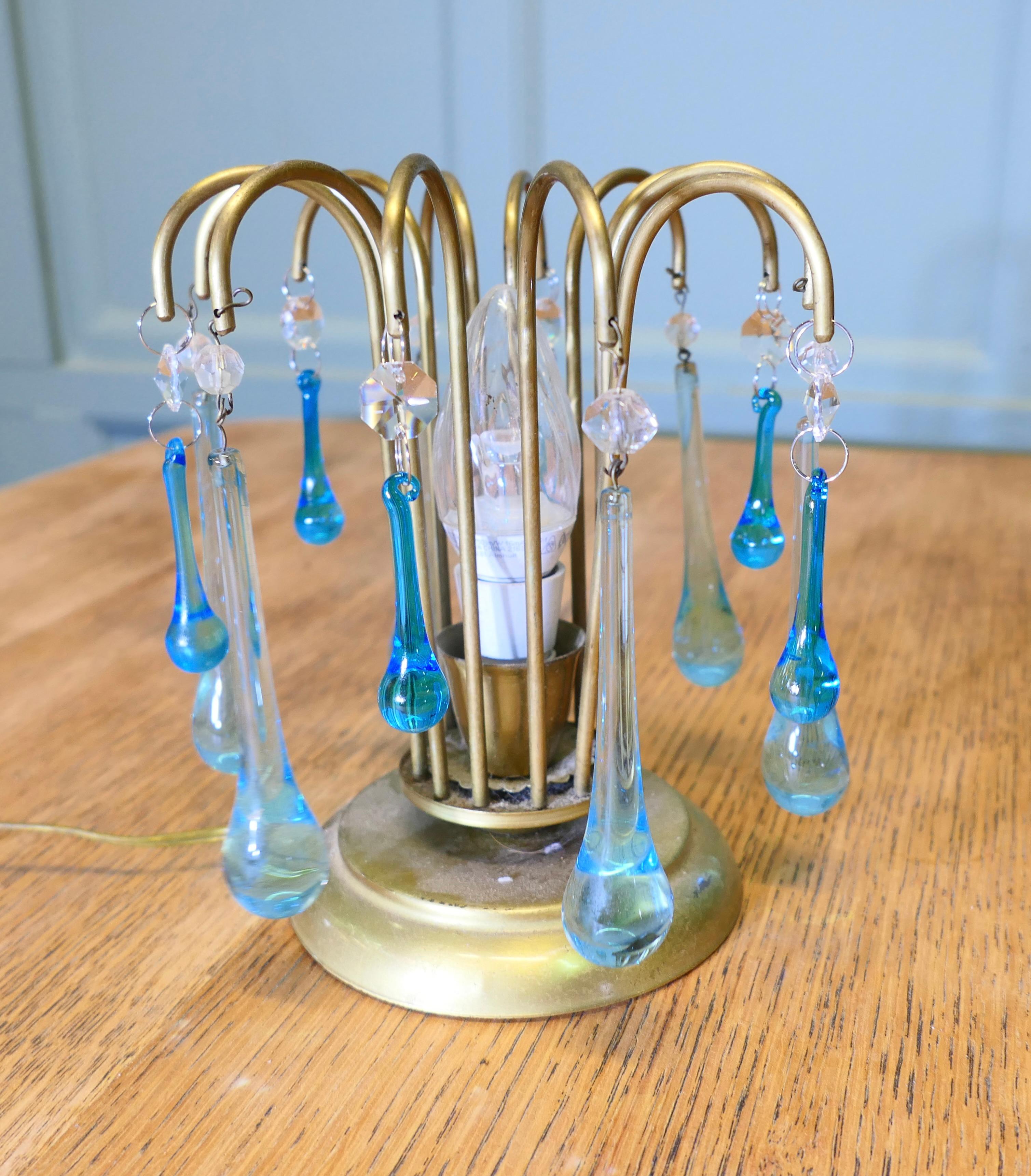 Turquoise Tear Drop Lustre Bed Side Lamp  A charming atmospheric little piece For Sale 1