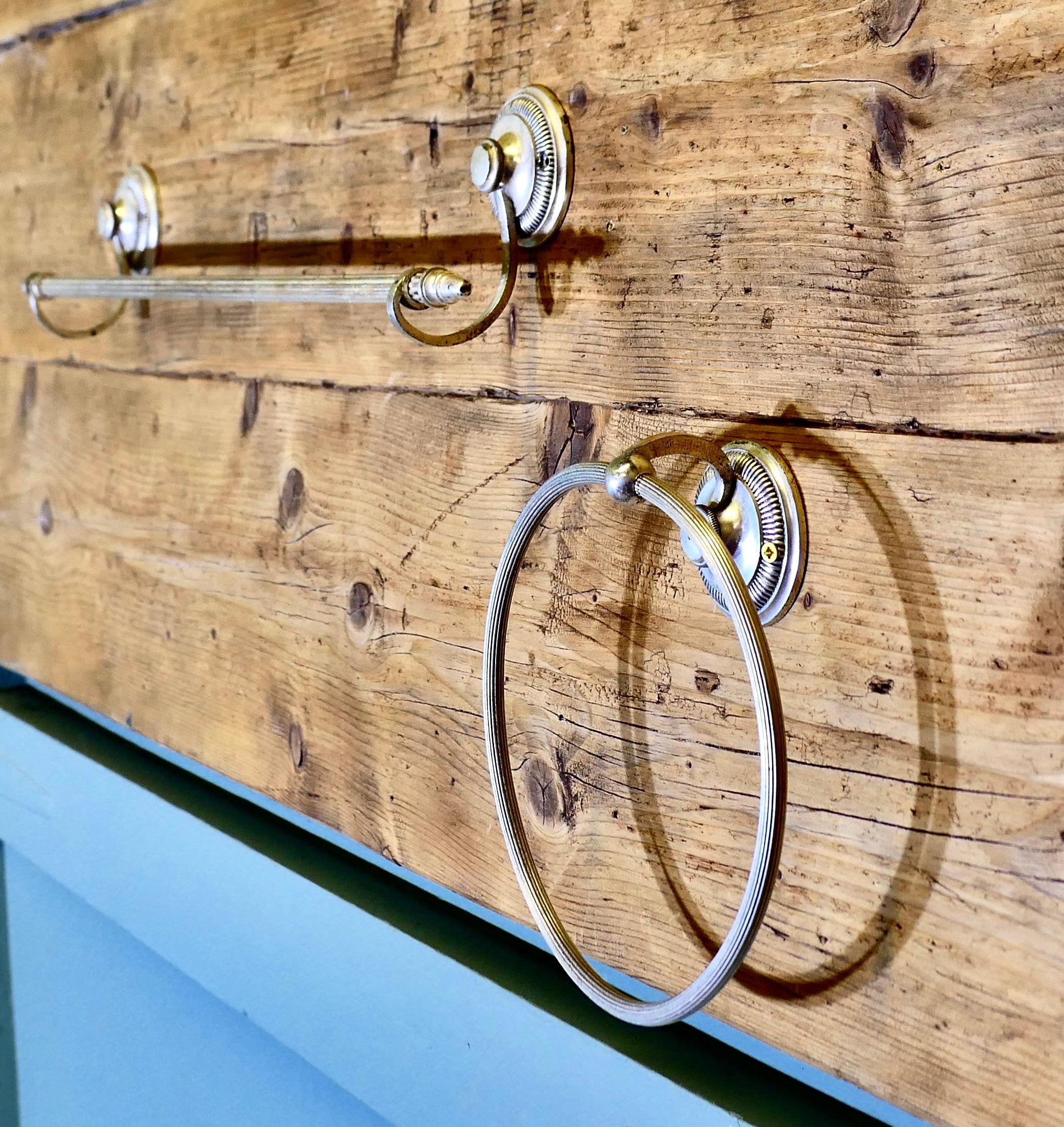 Late 20th Century Silver Plated Towel Rail and Towel Ring An unusual set being silver For Sale