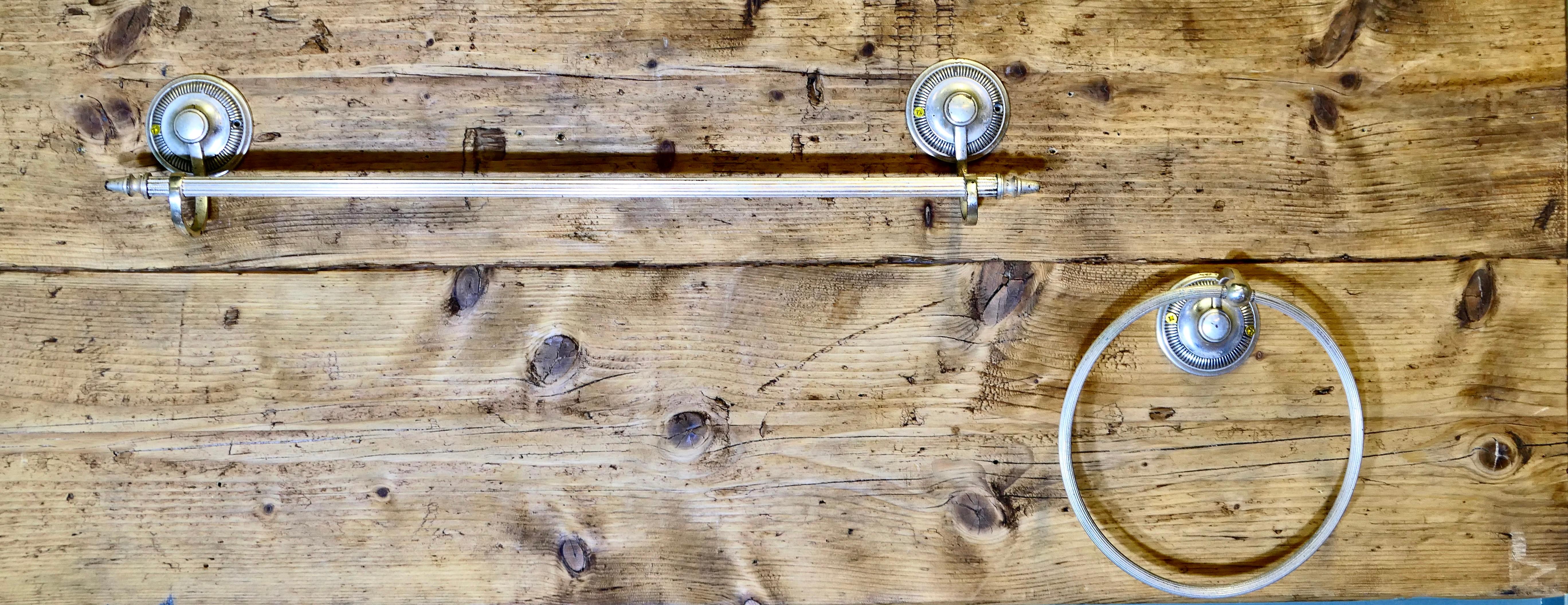 Adam Style Silver Plated Towel Rail and Towel Ring An unusual set being silver For Sale