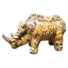 A Very Unusual Patchwork Collage Ceramic Rhinoceros.