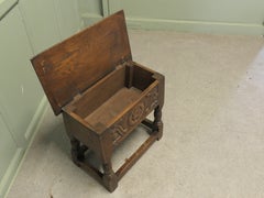 A 19th C Oak Joint Coffin Stool, Occasional Table, Sewing Box