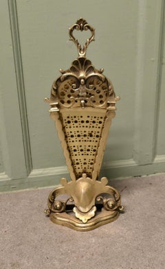 French Folding Brass Fire Screen Peacock’s Tail Fire Guard