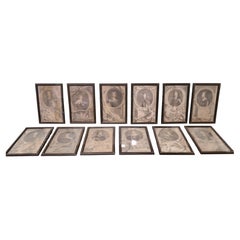Set of 12 Original Framed Jacobus Howbraken Engravings