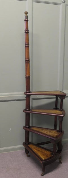A Spiral Library Steps with a Tall Turned Support
