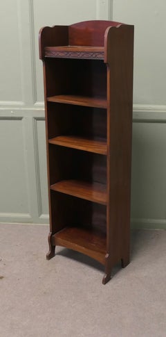 Art Deco Tall Slim Oak Bookcase. This Oak bookcase has 5 open shelves