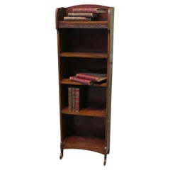 Art Deco Tall Slim Oak Bookcase. This Oak bookcase has 5 open shelves