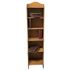 Arts and Crafts Tall Slim Golden Oak Bookcase.