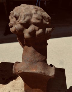 Weathered Cast Iron Bust of Michelangelo's David
