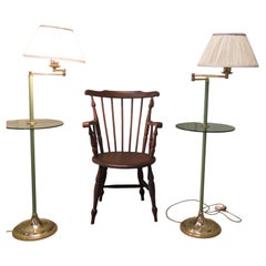 A Pair of French Art Deco Adjustable Swing Arm Floor Lamps, reading Lamps