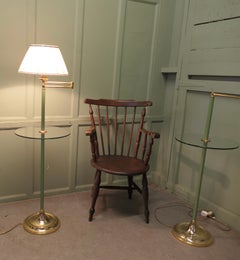 A Pair of French Art Deco Adjustable Swing Arm Floor Lamps, reading Lamps