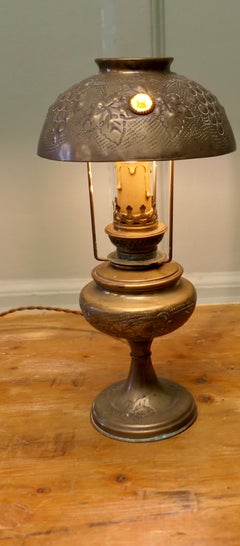 Unusual French Arts and Crafts Converted Oil Lamp