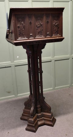 19th Century Carved Oak Reading Podium Menu Stand This is a very impressive