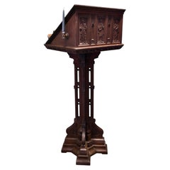 19th Century Carved Oak Reading Podium Menu Stand This is a very impressive