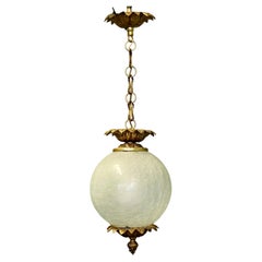 Charming French Art Deco Glass Globe Hanging Pendant Light