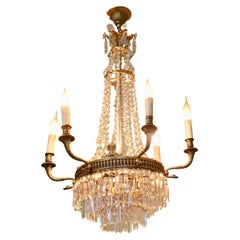 A Large 6 Branch French Empire Tent and Waterfall Chandelier