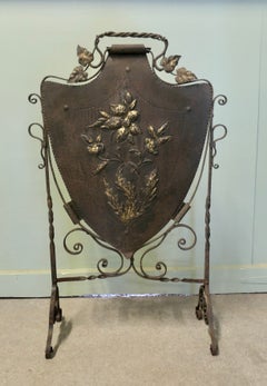 Victorian Arts and Crafts Gothic Shield Iron Fire Screen This is a Classic