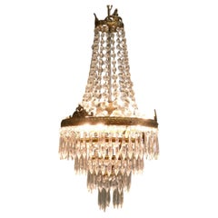 Large French Empire Style Crystal Waterfall Chandelier