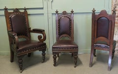 A Set of 6 Gothic Oak High Back Carved Dining Chairs This is a superb set