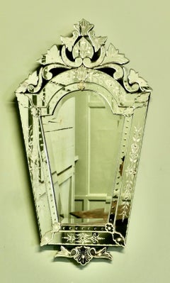 Charming Large Art Deco Venetian Mirror The mirror has an unusual shape