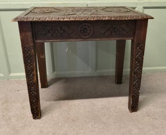 Gothic Style Carved Oak Side Table This is a good solid table