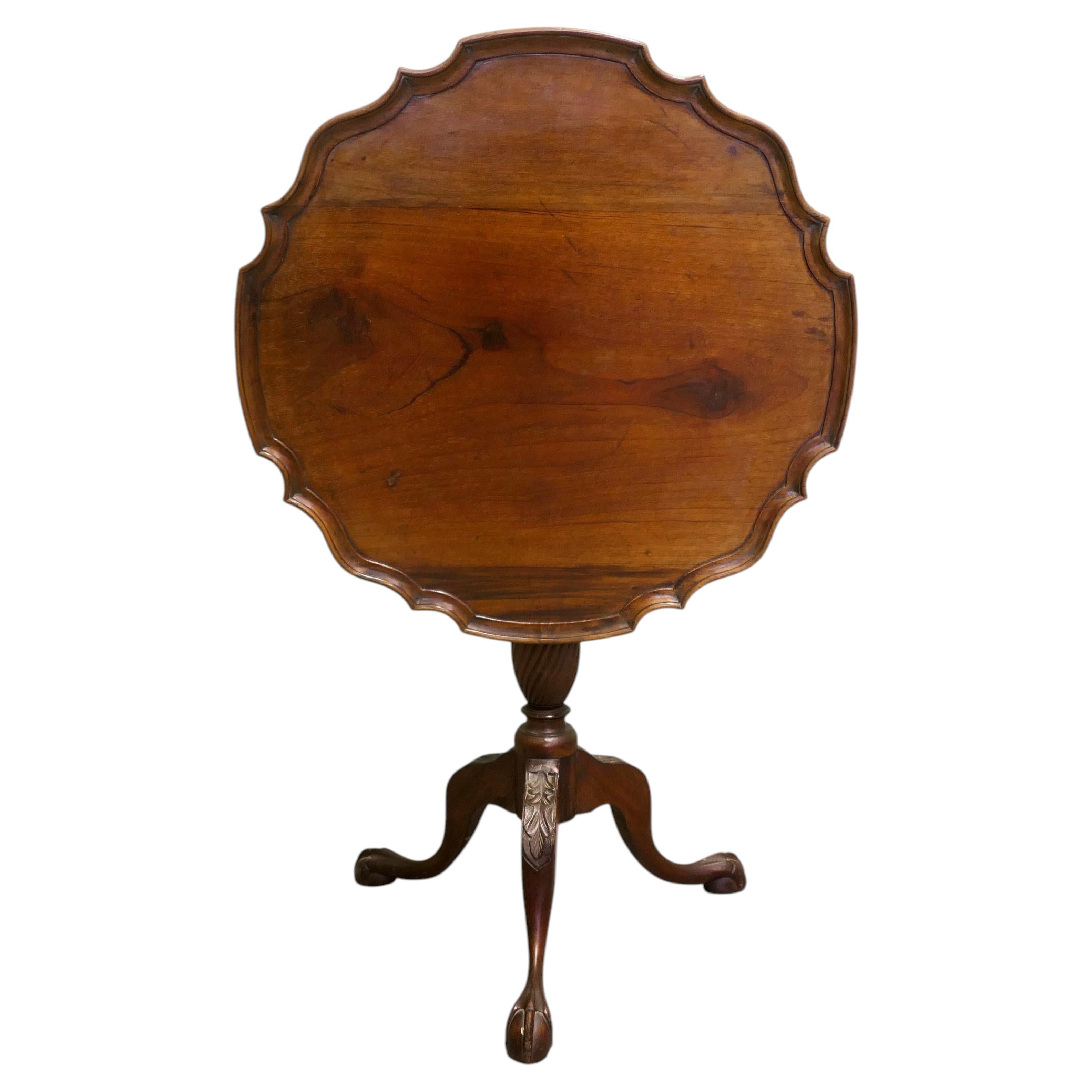 19th Century Tilt Top Wine Table This lovely table stands on a three footed bas For Sale