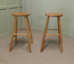 2 Tall Beech and Elm Farmhouse Kitchen Stools Lovely country pieces