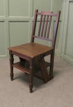Edwardian Metamorphic Library Steps or Chair Ladder A very useful piece