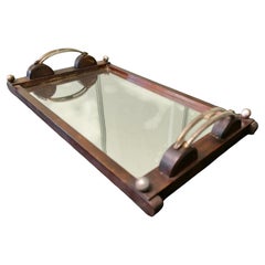 Elegante bandeja con espejo para aparador de estilo Art Déco, bandeja para vino. Es una pieza preciosa