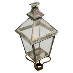 19th Century Glass Top Copper Lantern, Street Light