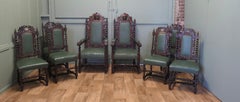 A Good Set of 8 Victorian Gothic Jacobean Style Oak Dining Chairs