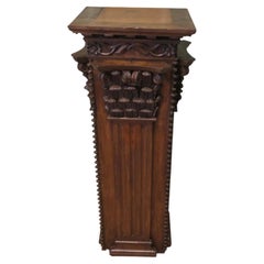 French Carved Oak Column Display Pedestal The pedestal is square in shape