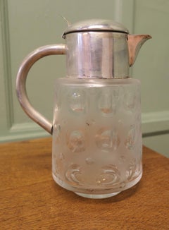 German Art Deco Crystal and Silver Plated Chiller Pitcher, Chilled Wine