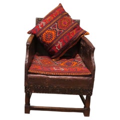 Early 20th C Scottish School Leather Fireside Chair