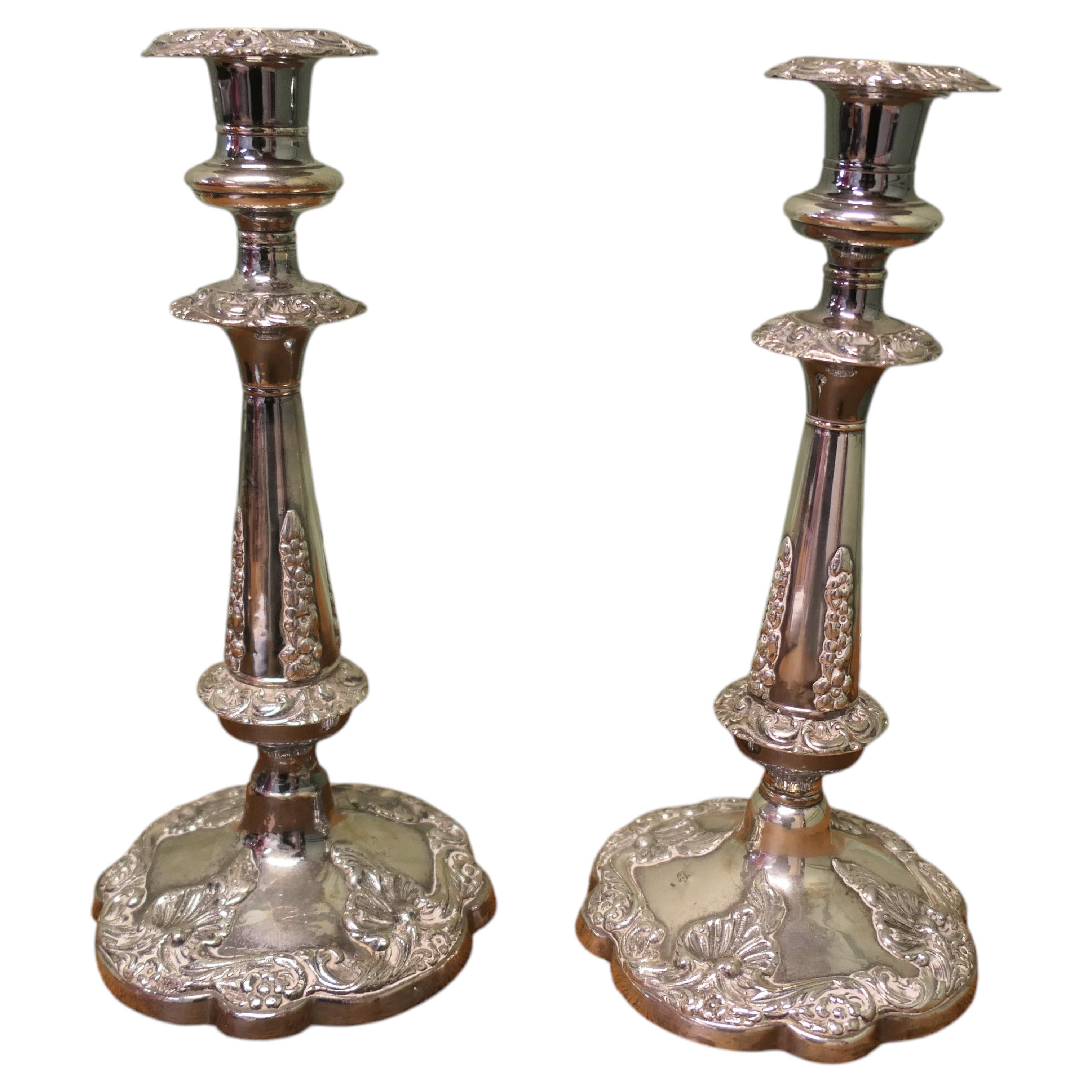 A Pair of 19th Century Silver Plated Candle Sticks