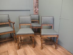 Set of 8 Arts and Crafts Golden Oak Dining Chairs