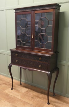 Chinese Chippendale Astral Glazed Mahogany Display Cabinet
