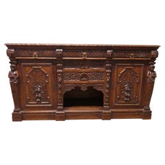 Green Man Carved Oak Cupboard or Dresser Base This is an excellently carved