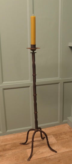 Tall Blacksmith-made Wrought Iron Candle Stick Stand This is a very unusual