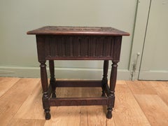 A 19th C Oak Joint Coffin Stool, Occasional Table, Sewing Box