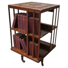 A Carved 2 Shelf Revolving Oak Bookcase The Bookcase is excellent Quality it h