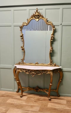 19th Century Italian Console Table and Mirror Set A very rare and beautiful set