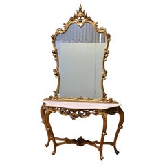 19th Century Italian Console Table and Mirror Set A very rare and beautiful set
