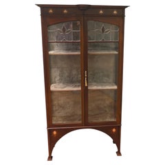 Tall Arts and Crafts Glazed Display Cabinet