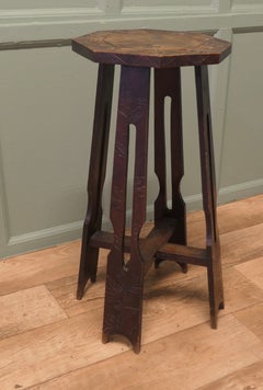 Liberty & Co Arts and Crafts Carved Elm Octagonal Plant Stand